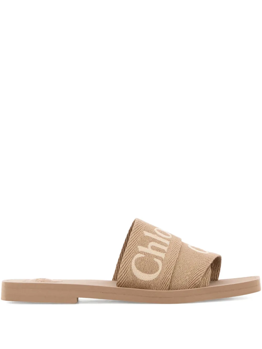 Сандалии Woody с жаккардовым логотипом CHLOÉ, коричневый