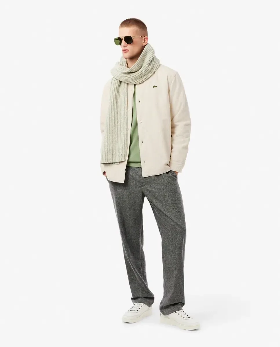 Мужская рубашка-оверсайз из вельвета с длинным рукавом Lacoste, белый — фото 4