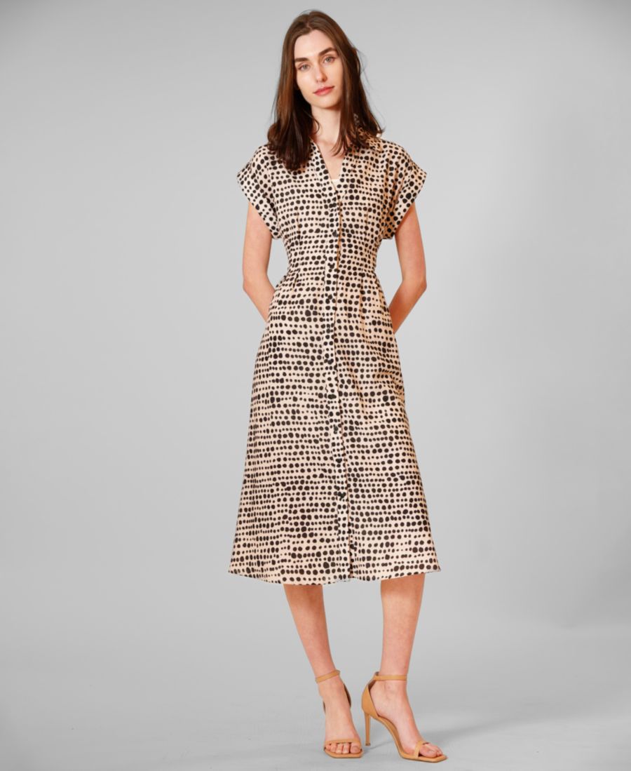 

Женское миди-платье с короткими рукавами и V-образным вырезом julia jordan, Black Multi