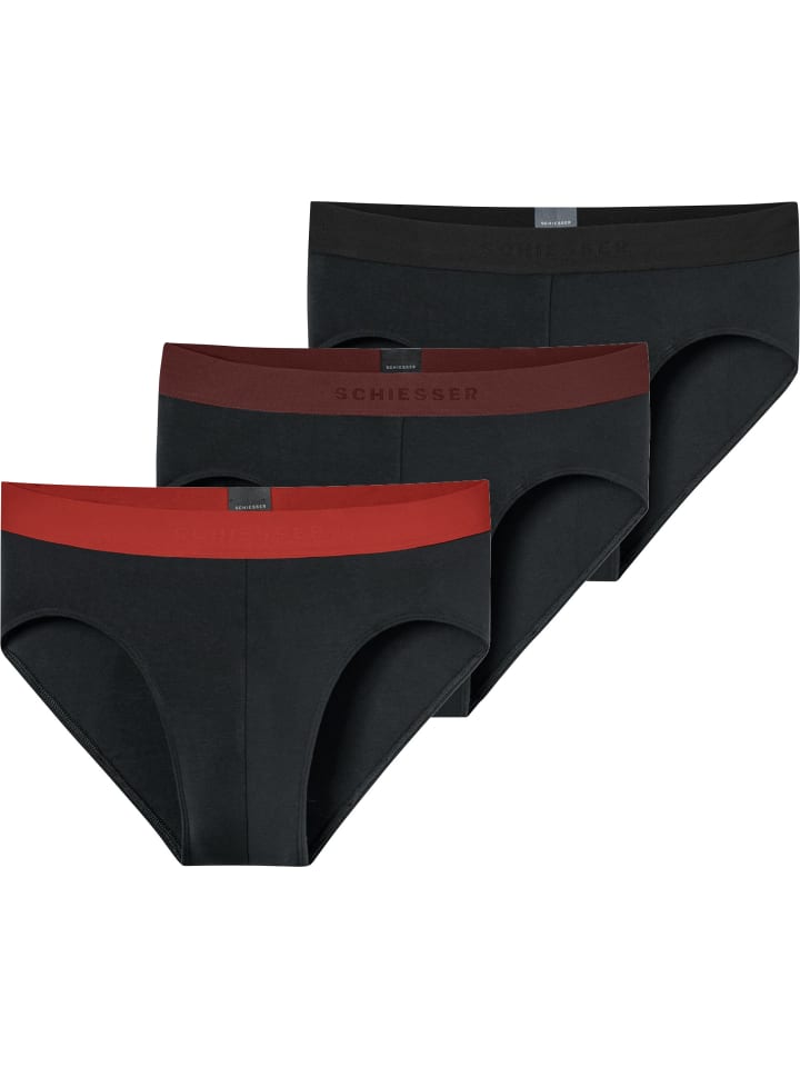

Schiesser Хлопковые трикотажные трусы, комплект из 3 штук, черные