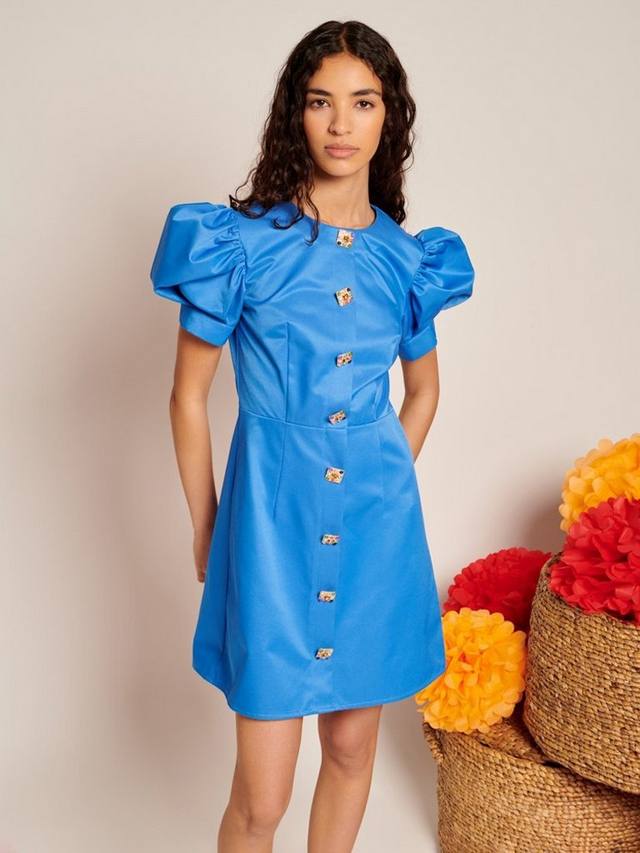 

Мини-платье с пуговицами из драгоценных камней Sister Jane, Blue