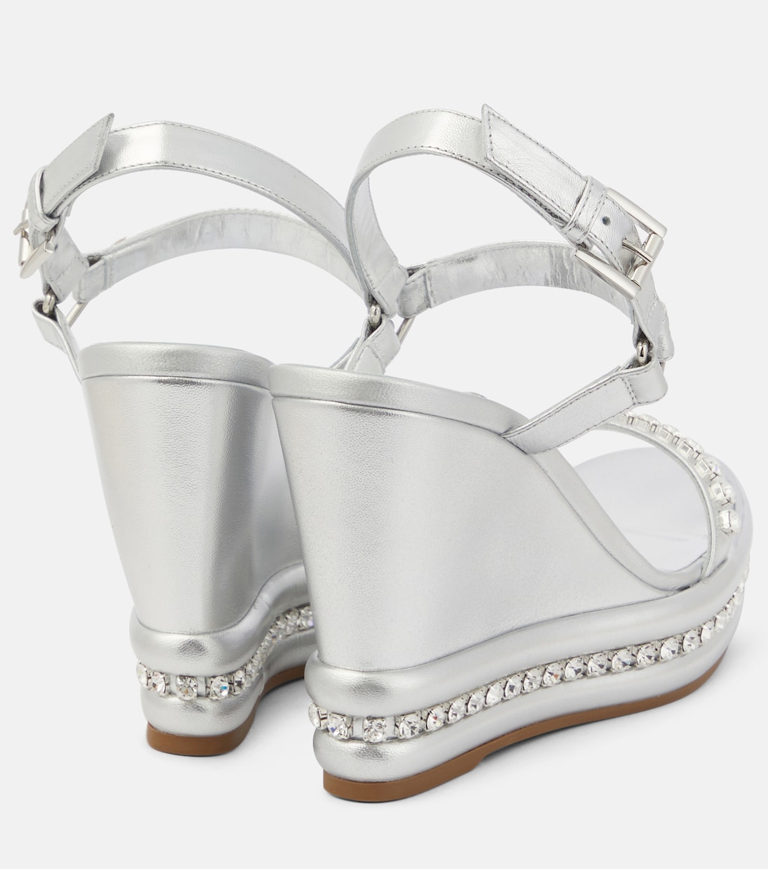 Пирастрасс металлик кожаные босоножки на платформе Christian Louboutin, Silver/ Lin Silver — фото 3