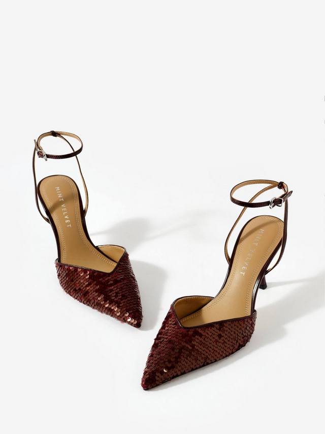 Туфли Ari на шпильке с ремешком на щиколотке и пайетками Mint Velvet, Red Burgundy — фото 2