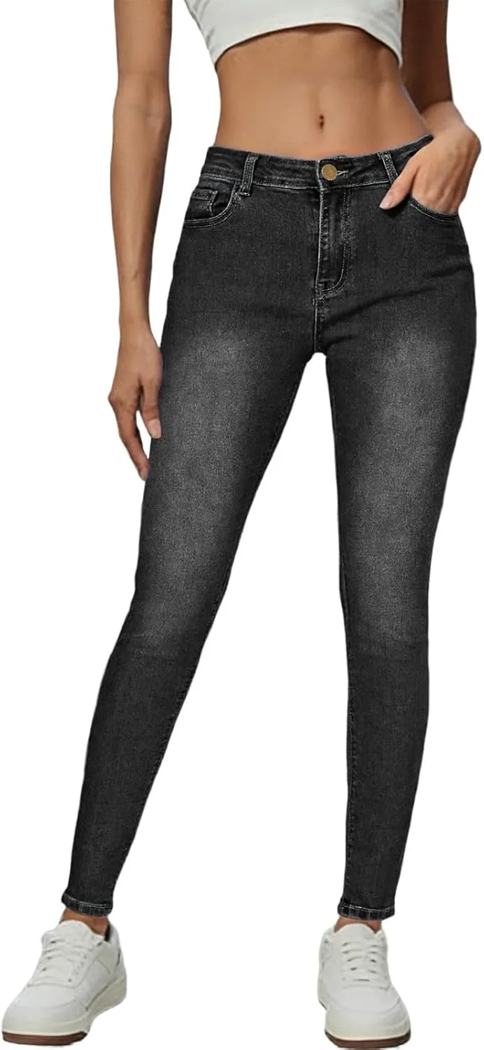 

Женские джинсы скинни с высокой талией и карманами, Slim Fit Stretch
