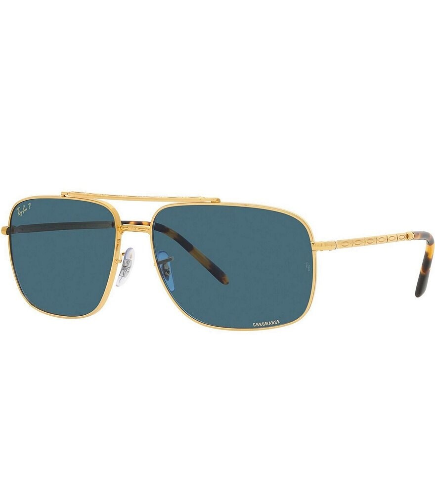 

Солнцезащитные очки Ray-Ban унисекс 0RB3796 59 мм Гавана, прямоугольные поляризованные, золотой