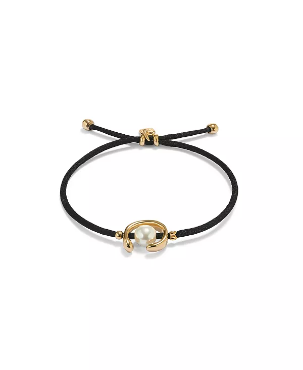 

Кожаный браслет с черной нитью и искусственным жемчугом Unode50, gold
