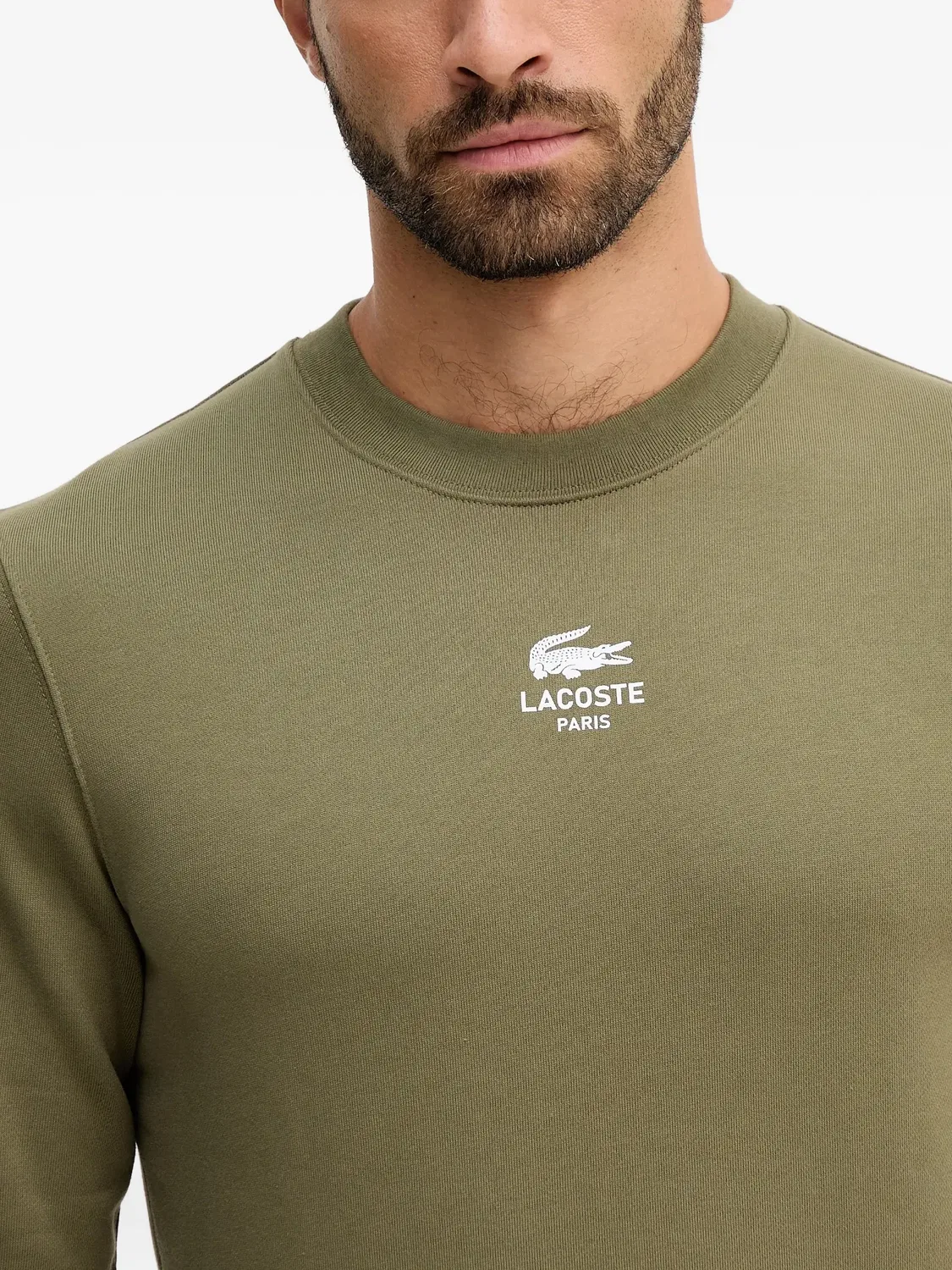 Толстовка Lacoste с логотипом, круглый вырез, оливково-зеленый — фото 4