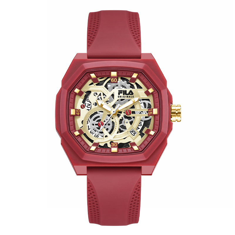 

FILA Часы 6589 Collection Wrist Watch Quartz Movement Silicone Strap Skeleton Dial Men's Watch