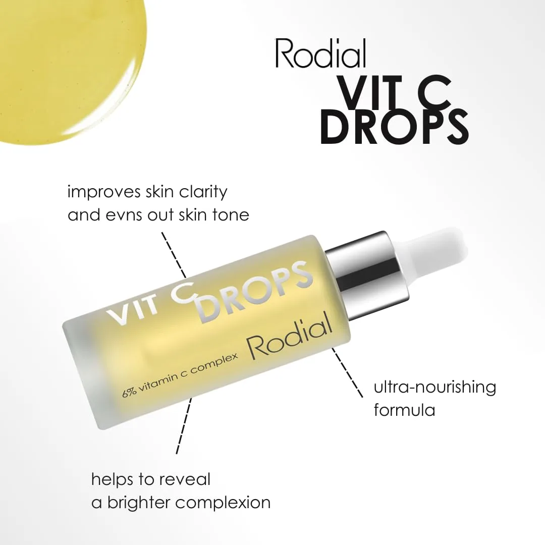 Сыворотка для лица Rodial Vit C Booster Drops, 30 мл, легкая, с витамином С, витамином В5 и маслом бабассу. Осветляющие капли для лица, придающие коже сияние и блеск. — фото 3