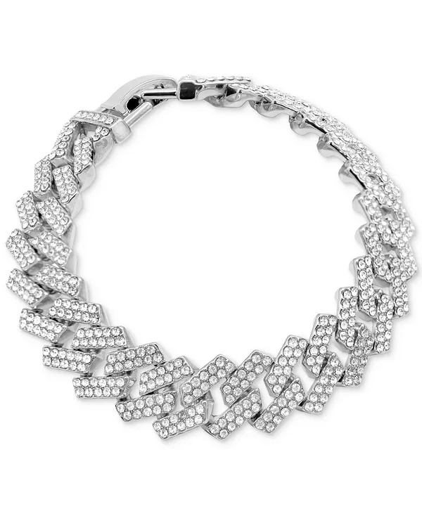 

Браслет из кубинской цепочки с родиевым покрытием и паве Adornia, silver