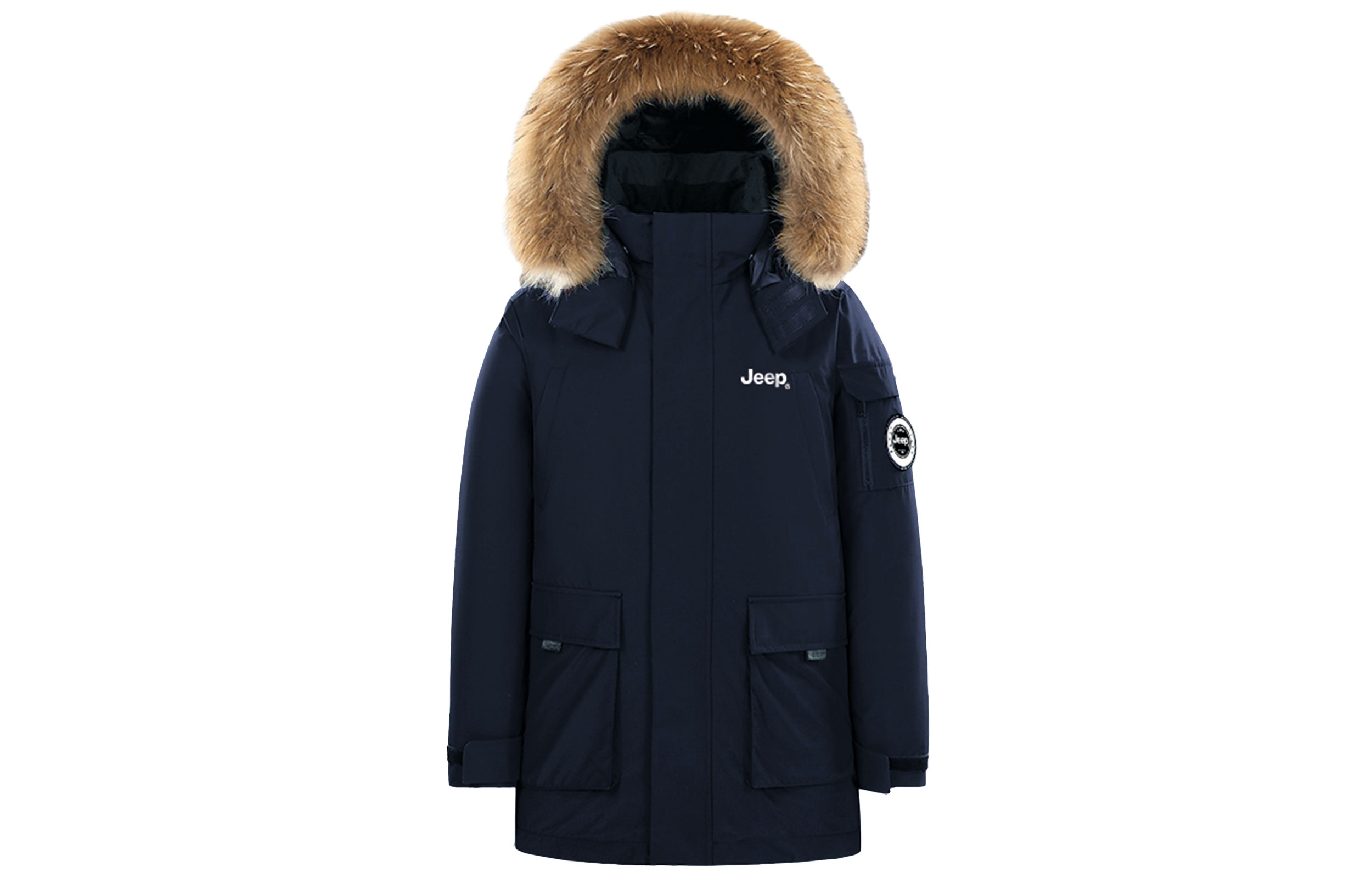 

Пуховая куртка унисекс, съемный капюшон, умеренная толщина пуха Jeep, темно-синий