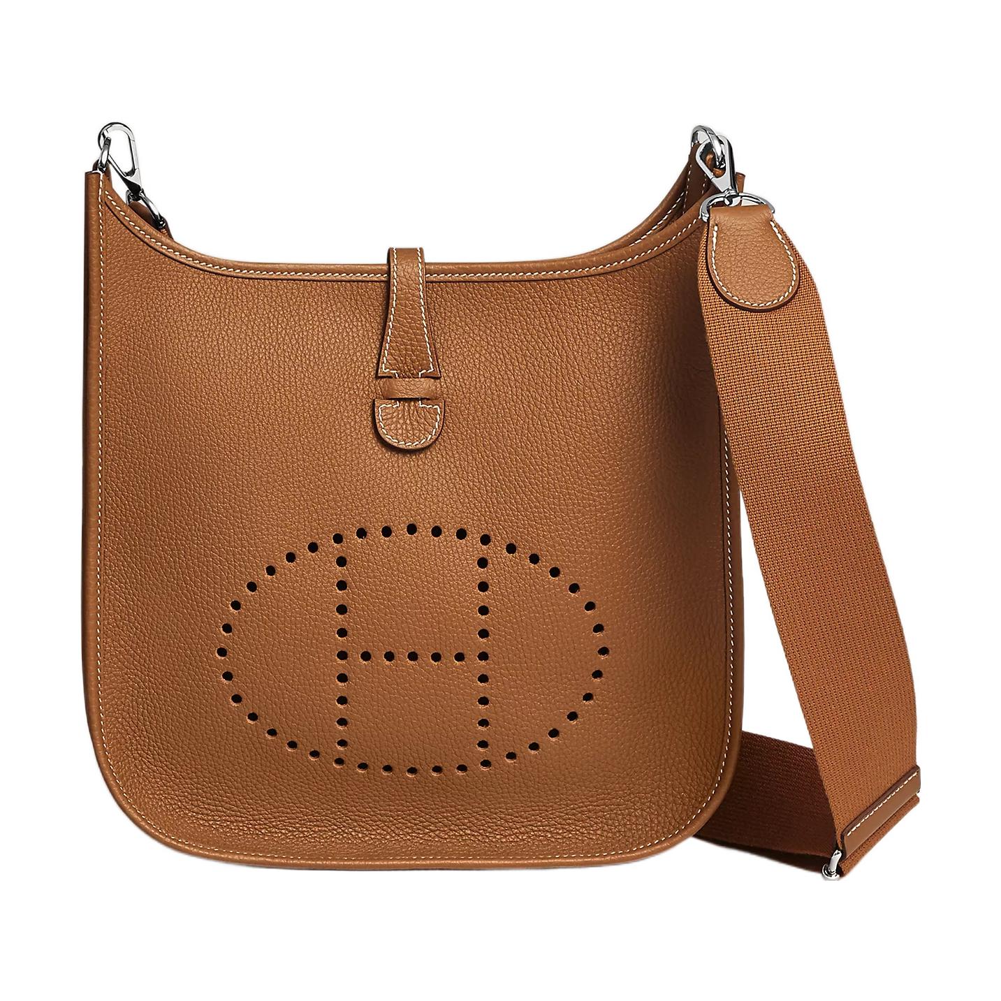 

HERMES Сумка кроссбоди Evelyne Taurillon Clemence из кожи коровы золотисто-коричневый