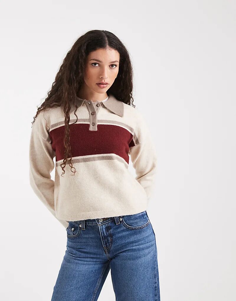 

Джемпер-поло New Look в цвете «колор блок» кремового цвета