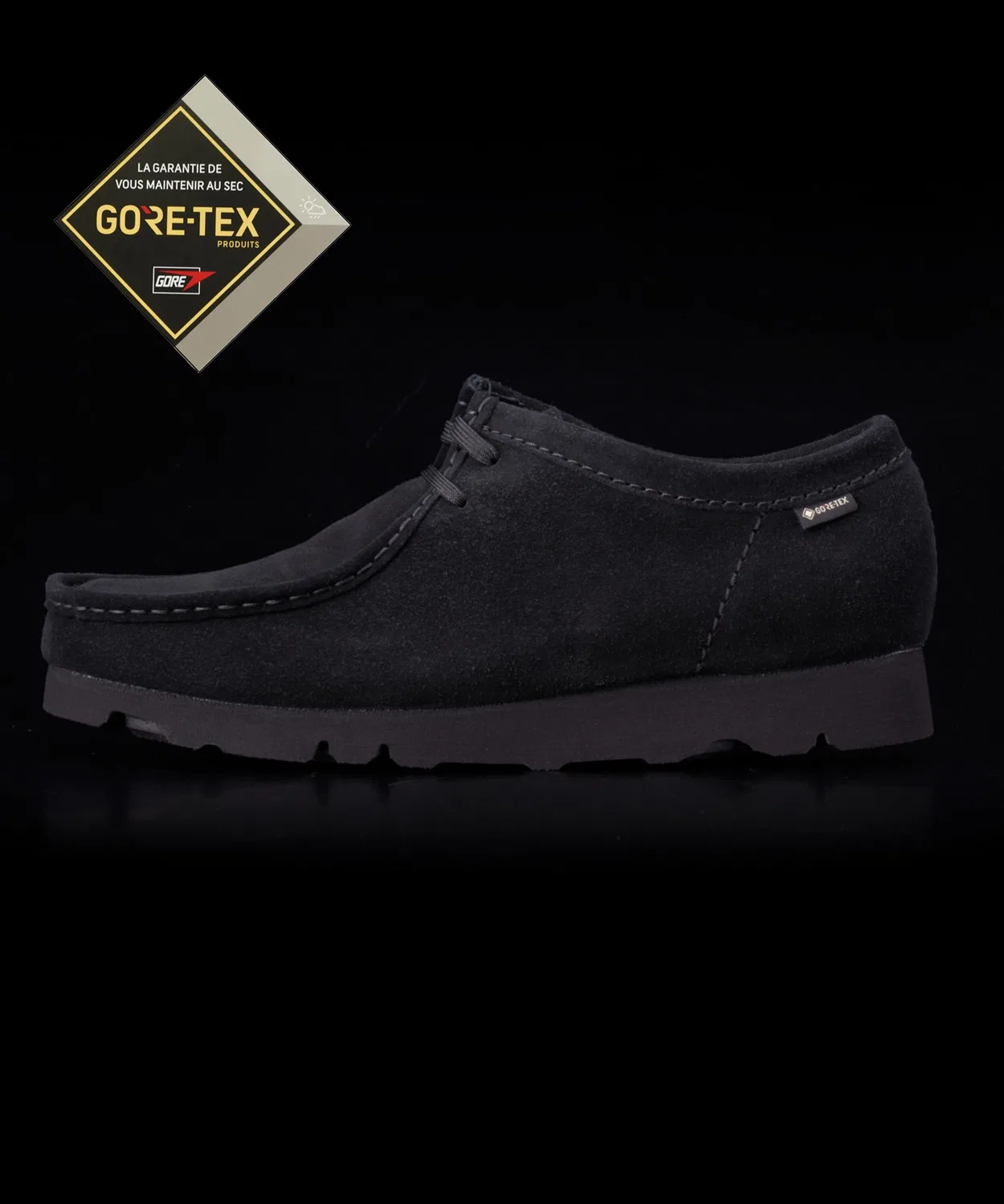 Мужские ботинки Wallabee.GTX Clarks на шнурках с мембраной Gore-Tex, черный