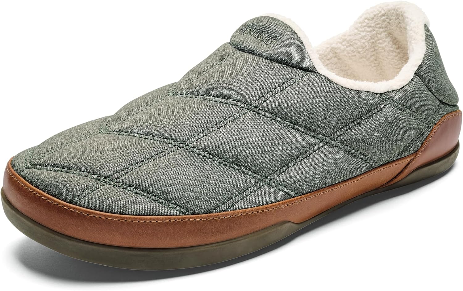 

Мужские флисовые тапочки OLUKAI Puku'i, удобные активные тапочки, премиальная кожа полного тиснения и джерси, задник с опцией «drop-in» и комфорт на весь день, Ash/Ash