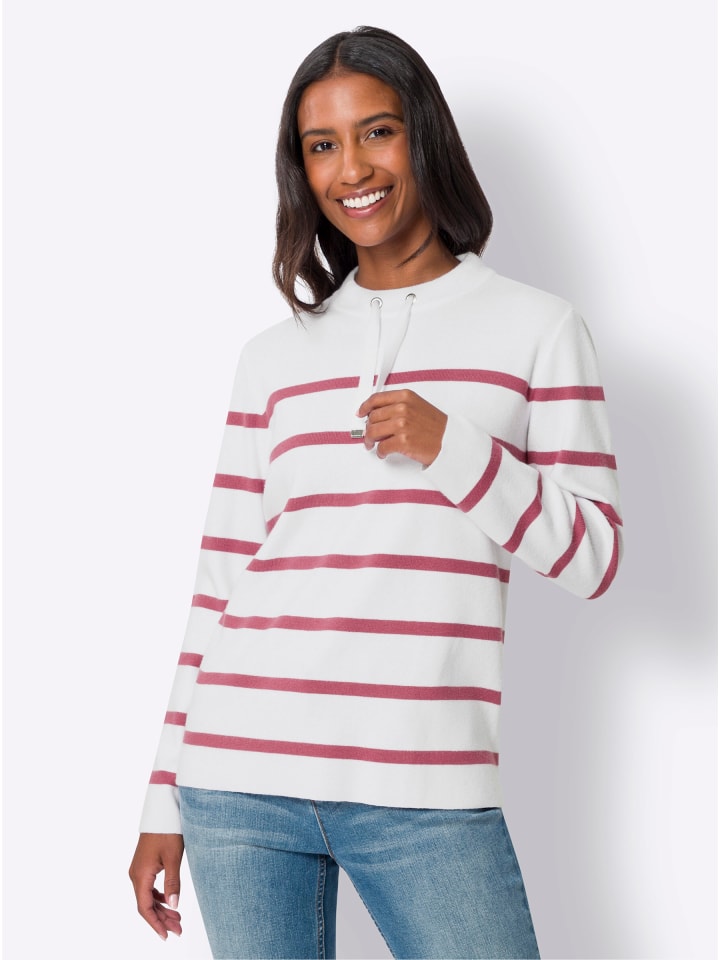 

Полосатый свитер в меланжевую и белую полоску Heine