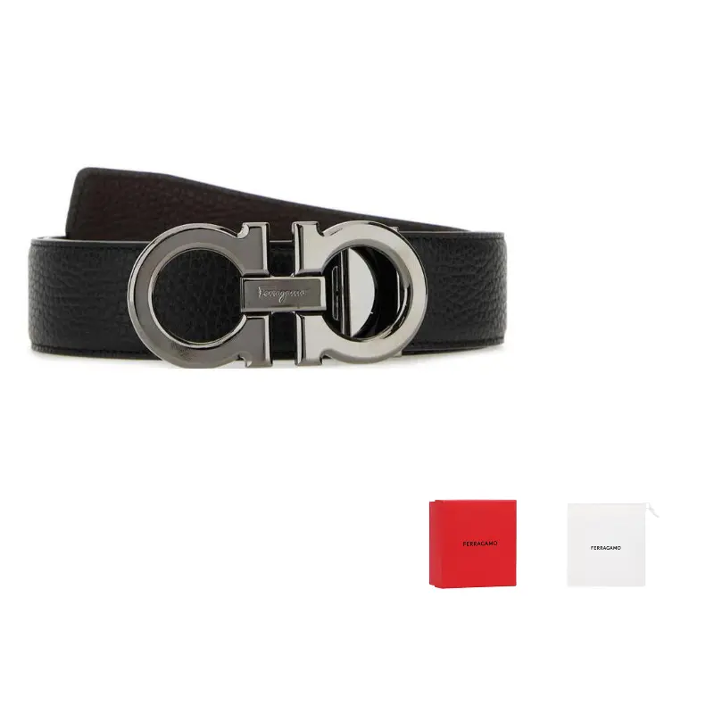 

Ferragamo Ремень из кожи с реверсивной пряжкой Gancini, Black