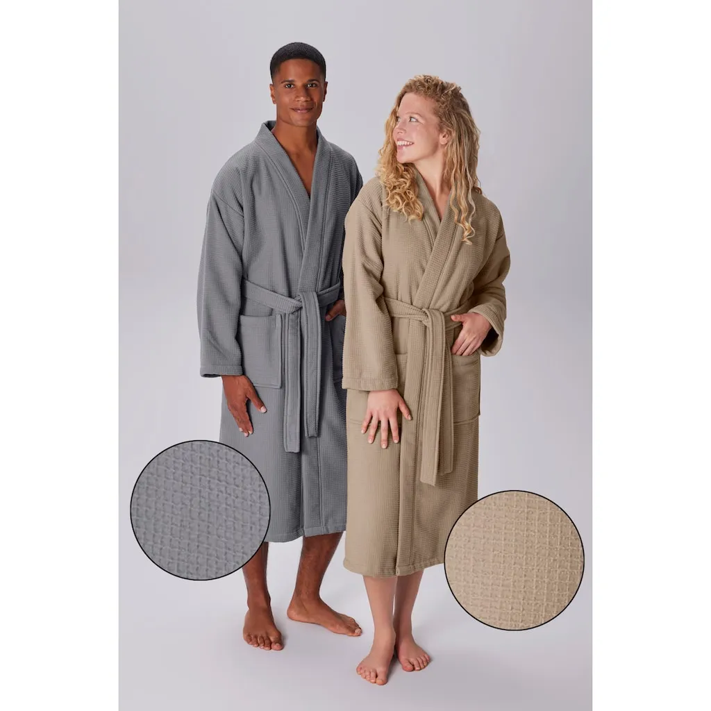 

Мой домашний унисекс-халат Merida, вафельное плетение, премиальное качество, 500 г/м², утренний халат 1 шт., гостиничный халат, плотное качество, размеры S-2XL, также идеально для сауны и спа My Home, темно-серый