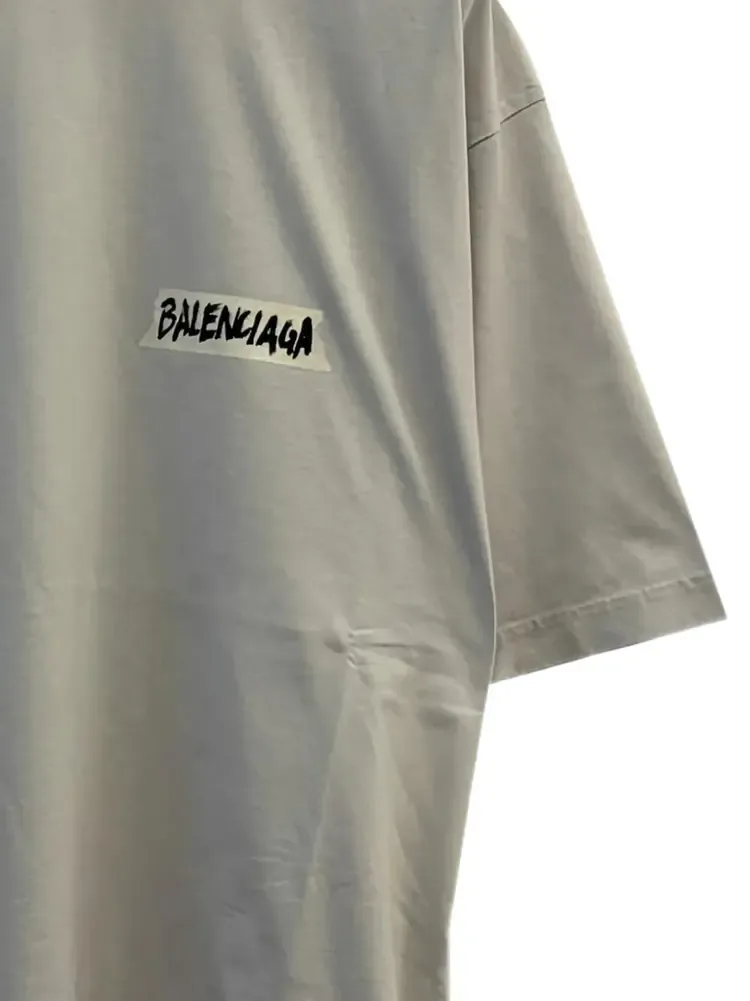 Футболка Balenciaga Medium Fit с круглым вырезом, цвет «Dirty White» — фото 2