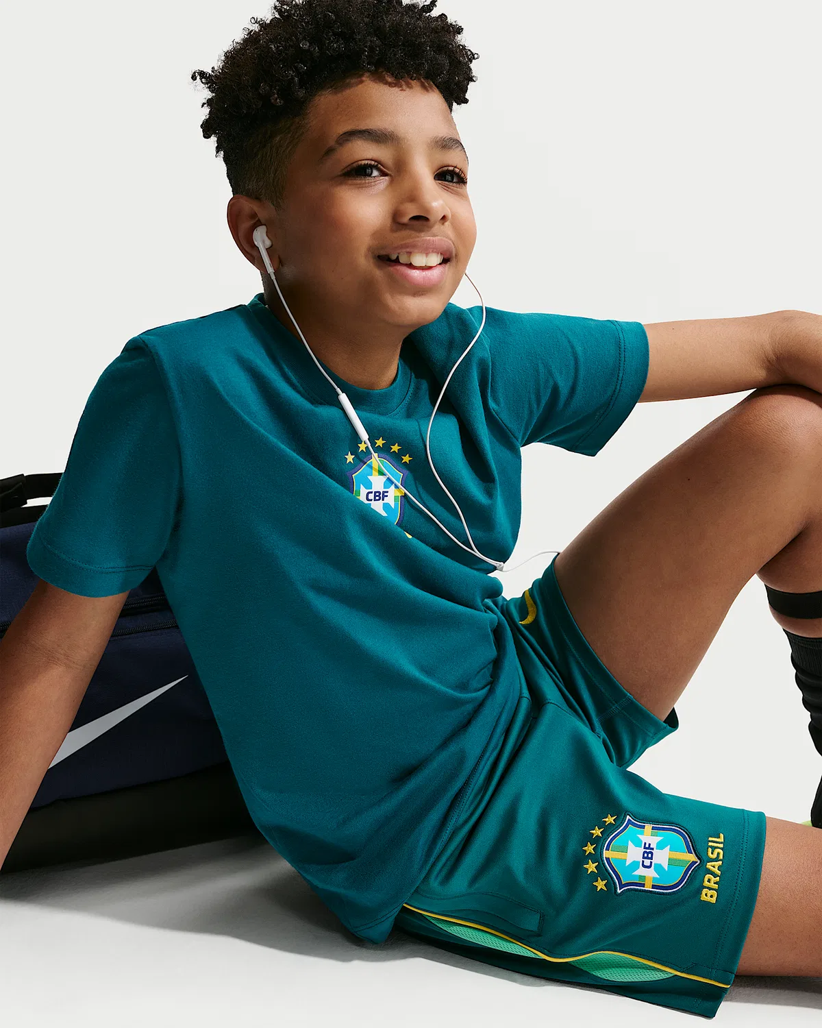Детские Nike Dri-FIT футбольные шорты Brazil Academy Pro, Geode Teal/Light Menta/Midwest Gold — фото 4