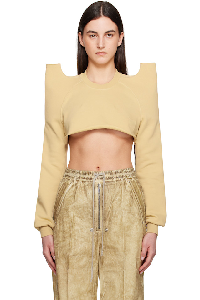 

Худи Hollywood cropped от TecSweat Rick Owens Drkshdw, цвет parchment