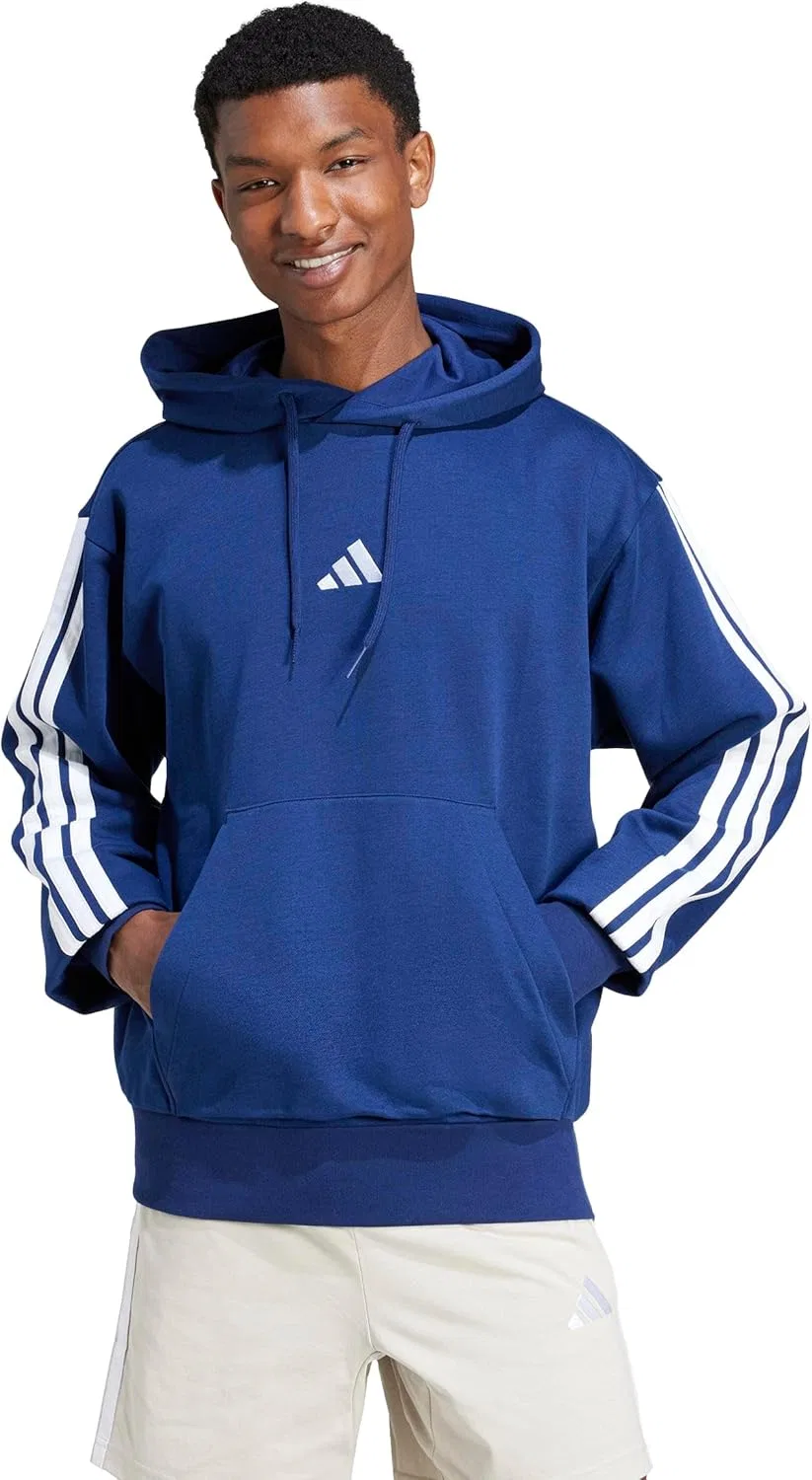 Толстовка Adidas Men's Essentials 3-Stripes Fleece, темно-синий/белый