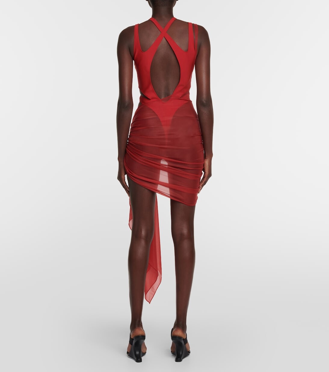 Пляжное платье из джерси на одно плечо Mugler, красный — фото 3