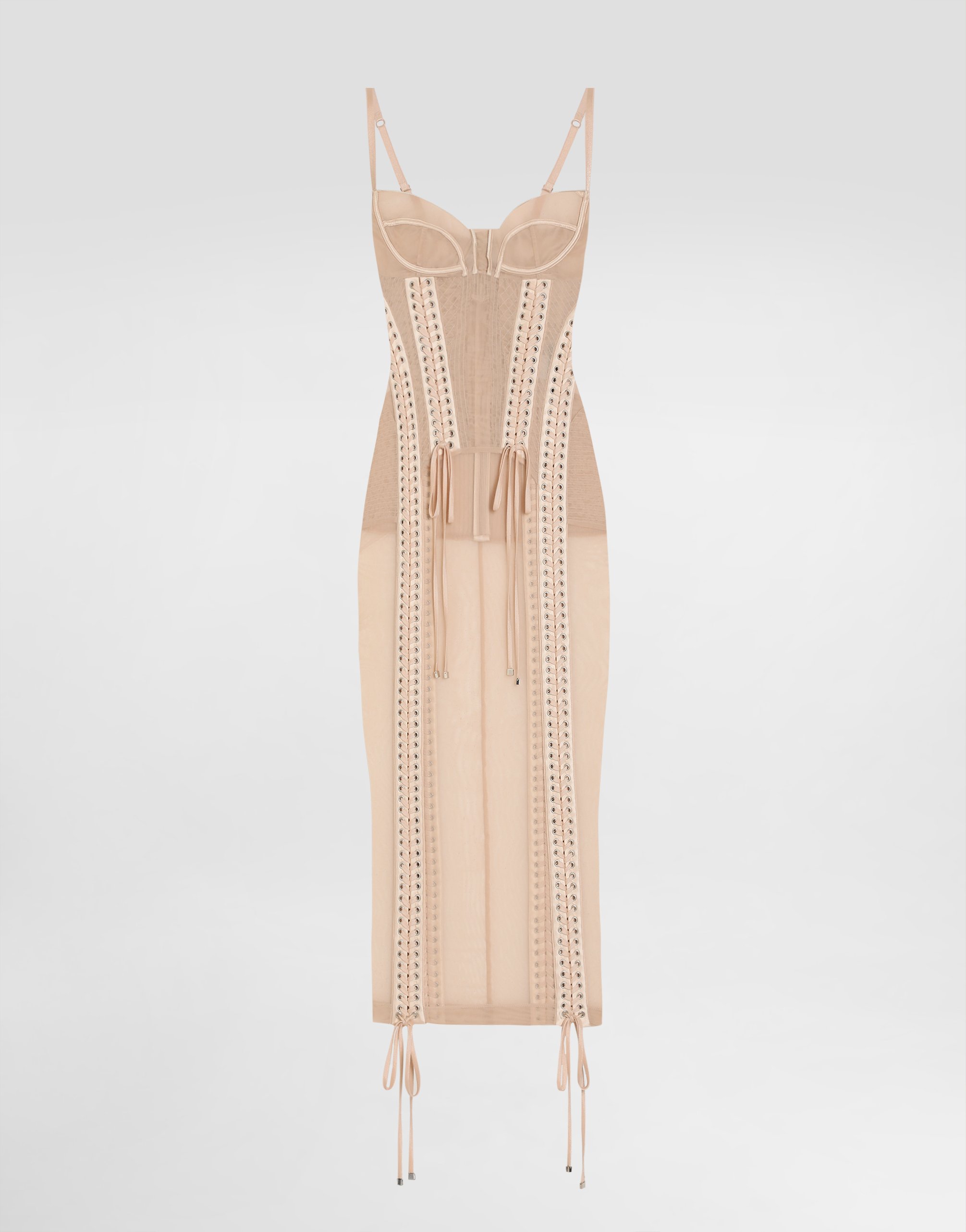 

Полупрозрачное платье-комбинация миди из легкого тюля с корсетными деталями Dolce & Gabbana, розовый