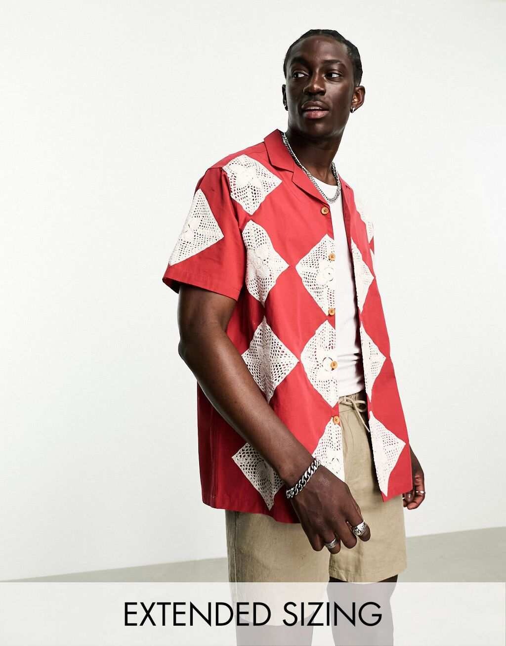 

Красная свободная рубашка крючком ASOS DESIGN