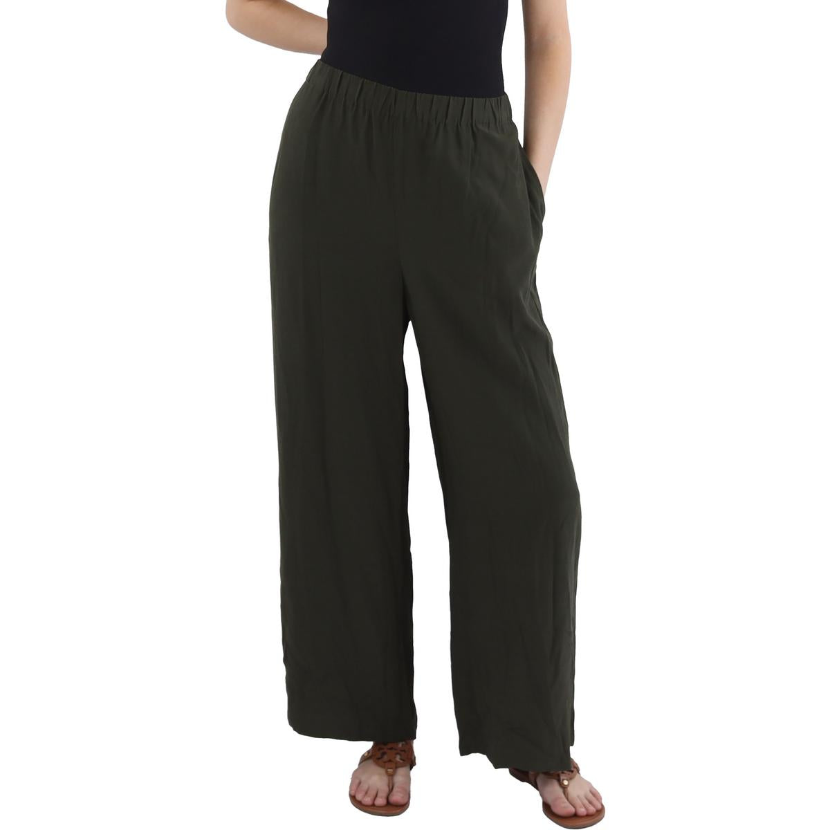 

Женские укороченные брюки из смеси тенселя с высокой талией Eileen Fisher, цвет seaweed