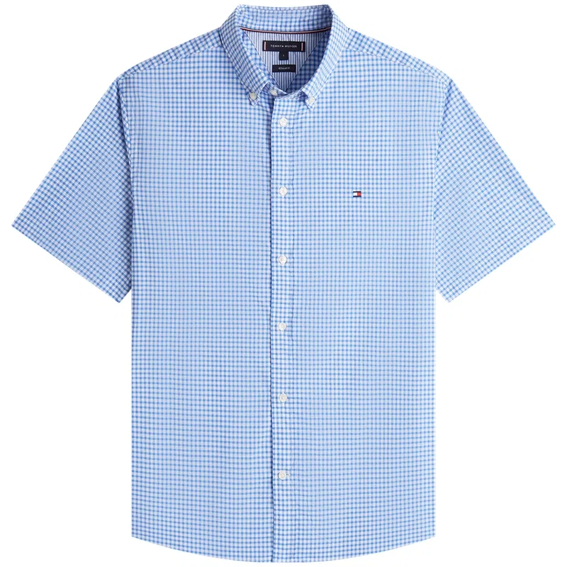Рубашка мужская moderate Tommy Hilfiger, Blue White Plaid Pattern 0MS
