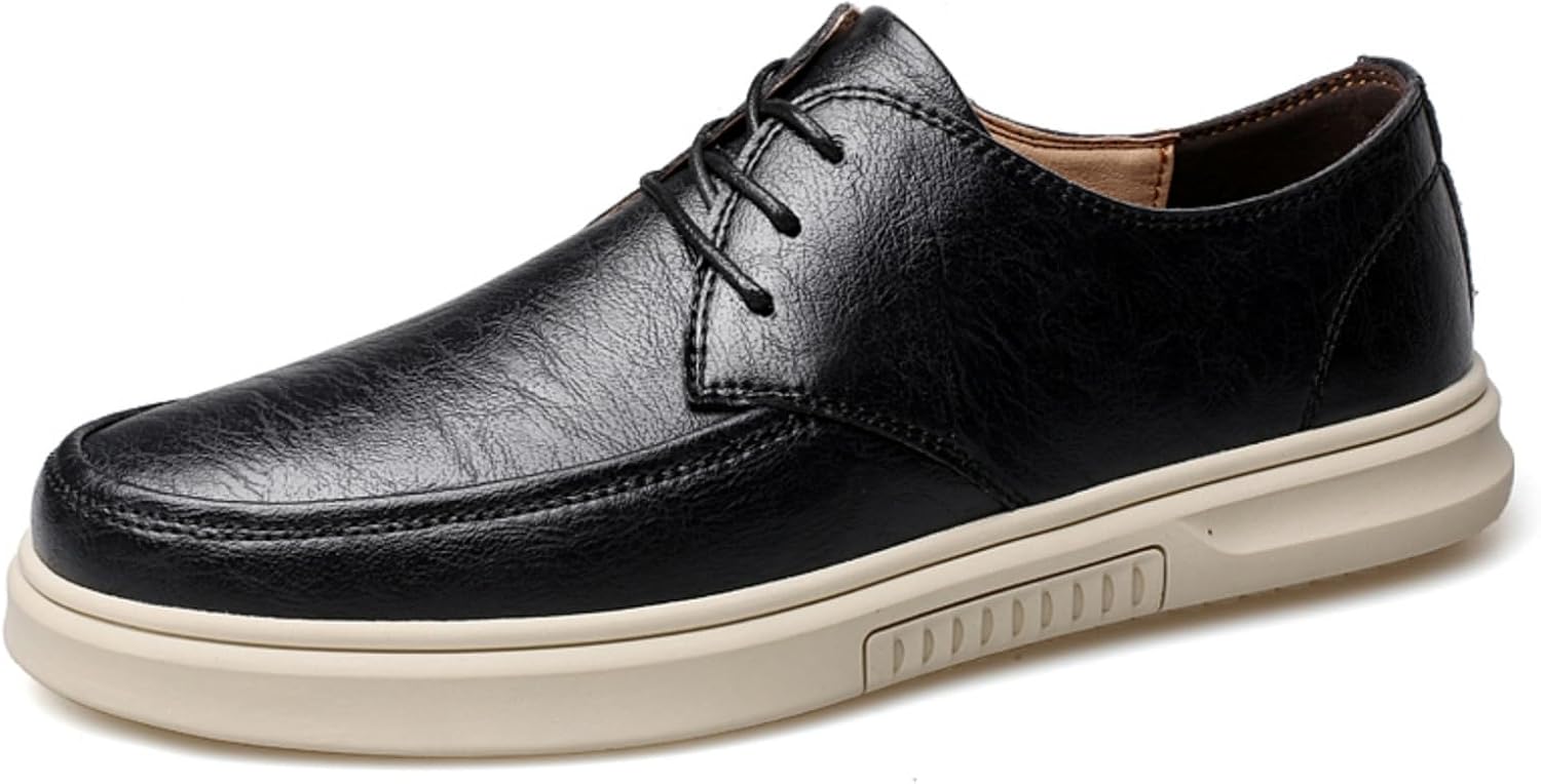 

Мужские кожаные туфли на шнуровке, классический квадратный носок, повседневные деловые формальные туфли, с контрастной подошвой и минималистичным дизайном Kpdwfms, черный