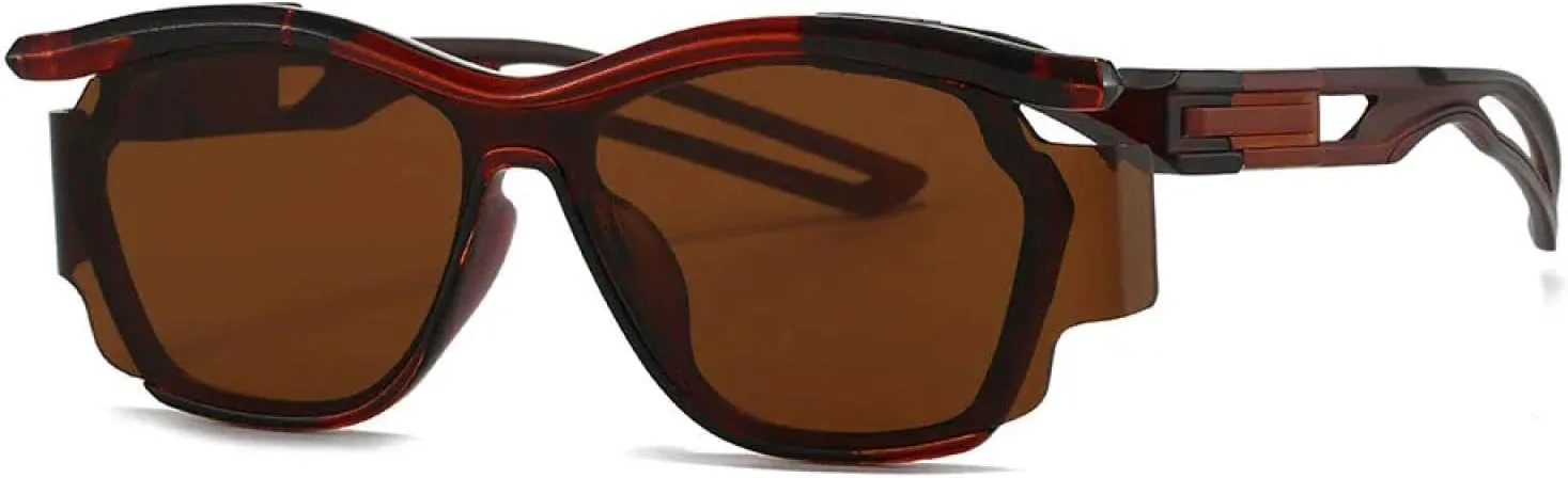 

Винтажные солнцезащитные очки с изогнутыми линзами для женщин и мужчин в стиле панк, для активного отдыха, велоспорта и других видов спорта TVTBBVV, Tea Tea