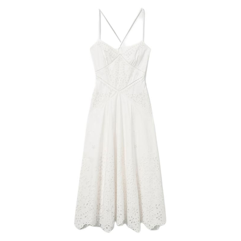 

Платье миди без рукавов с вырезом лодочка Self-portrait, белый