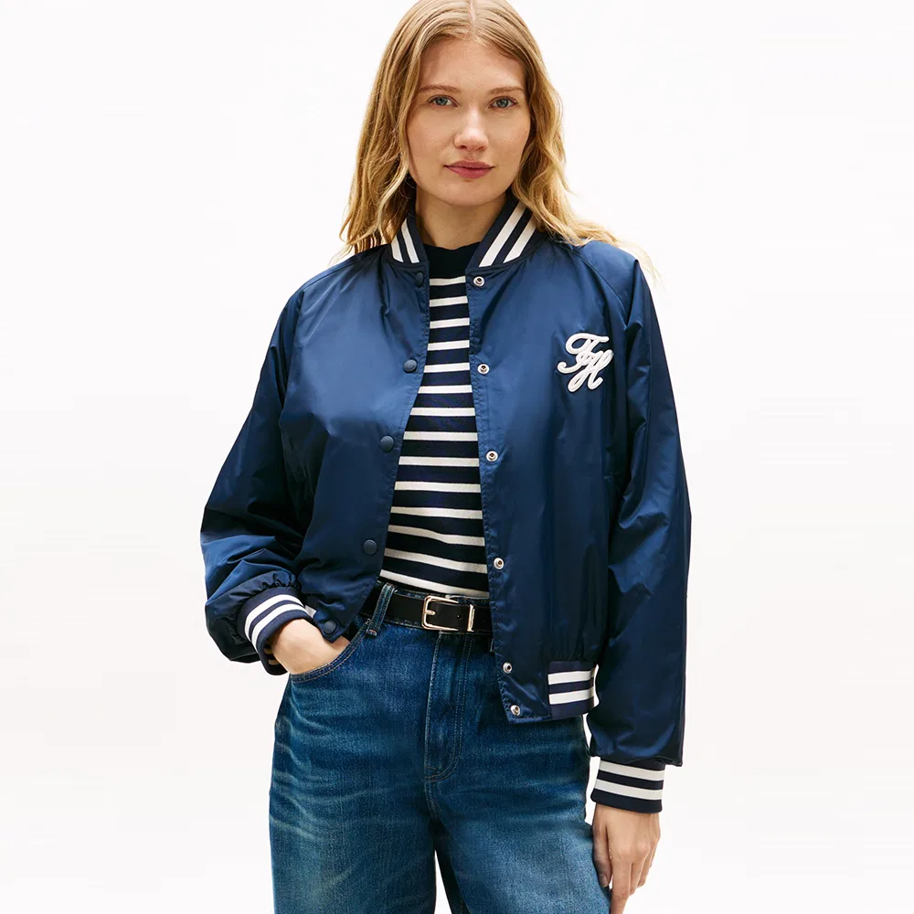 Женская бомбер-куртка Signature Varsity тёмно-синяя от Tommy Hilfiger Women