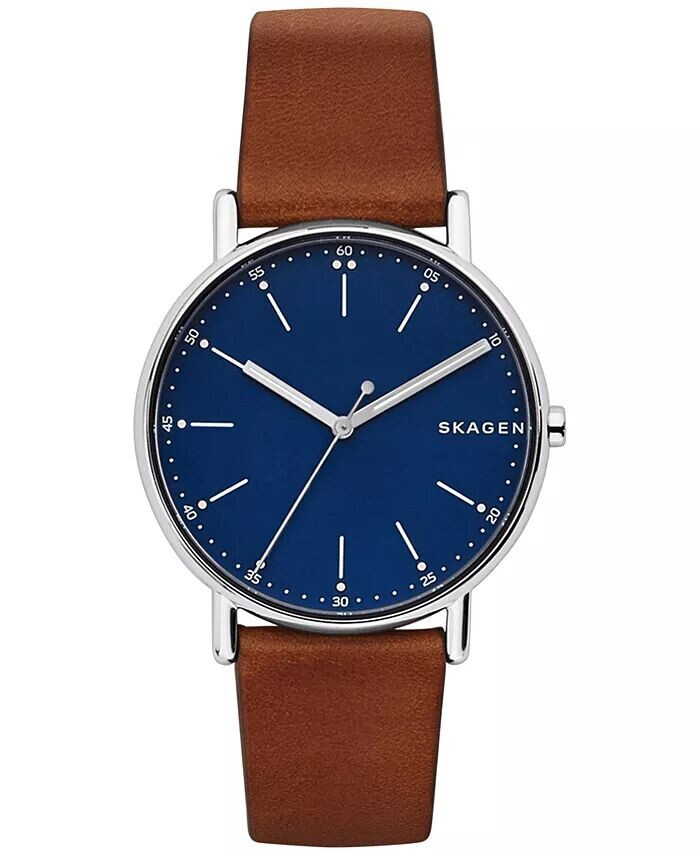

Мужские часы Signatur с коричневым кожаным ремешком 40 мм SKW6355 Skagen