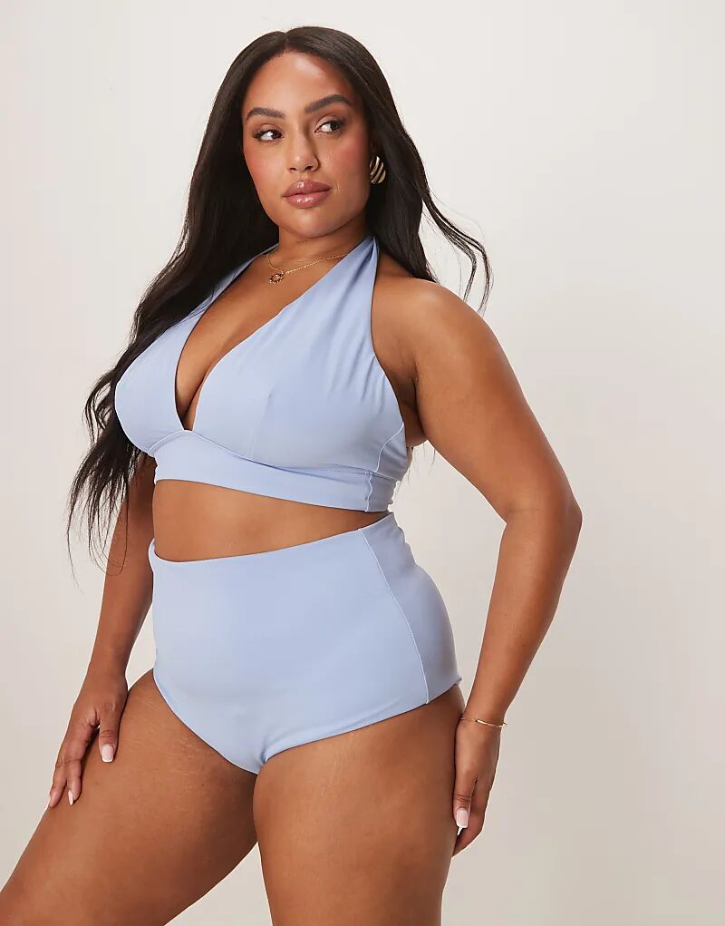 

Бикини-трусики Curve Maya с высокой талией ASOS DESIGN синего цвета, сочетающиеся между собой Asos Curve