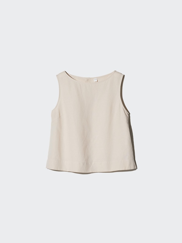Блузка из смесового льна без рукавов Uniqlo, 30 natural — фото 4