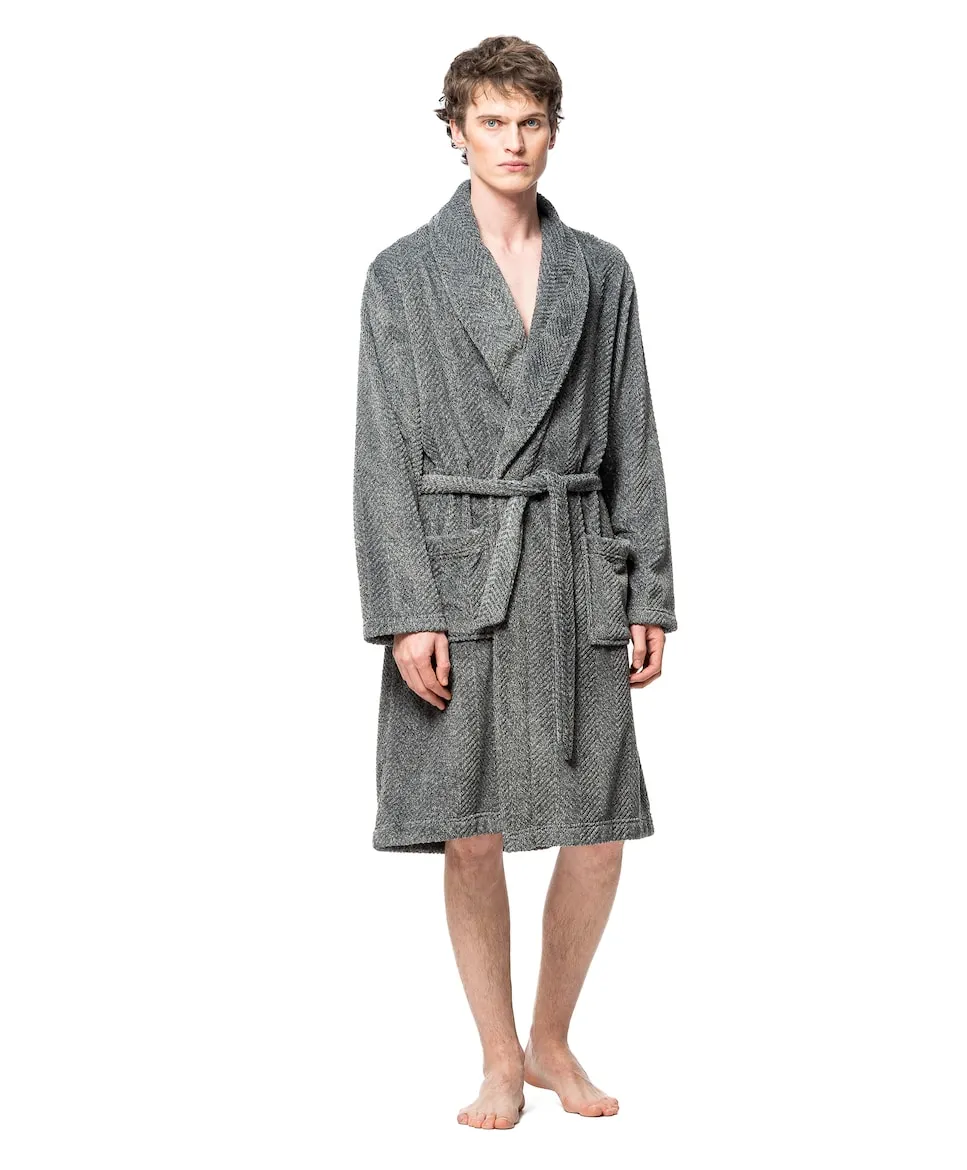 

Мужской халат в стиле смокинга SOY, серый