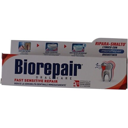 

Зубная паста Biorepair Fast Sensitive Repair с микровосстановлением, 2,02 жидких унции, 60 мл, Vittleitaly