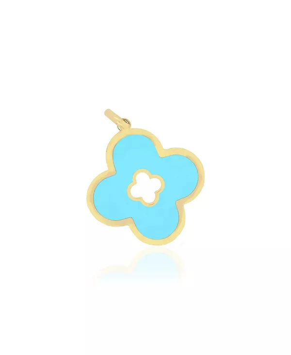 

Подвеска-Клевер с бирюзовым узором, золото 14 карат The Lovery, turquoise