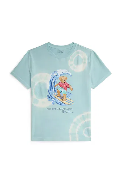 Футболка детская с принтом Polo Bear Polo Ralph Lauren, синий