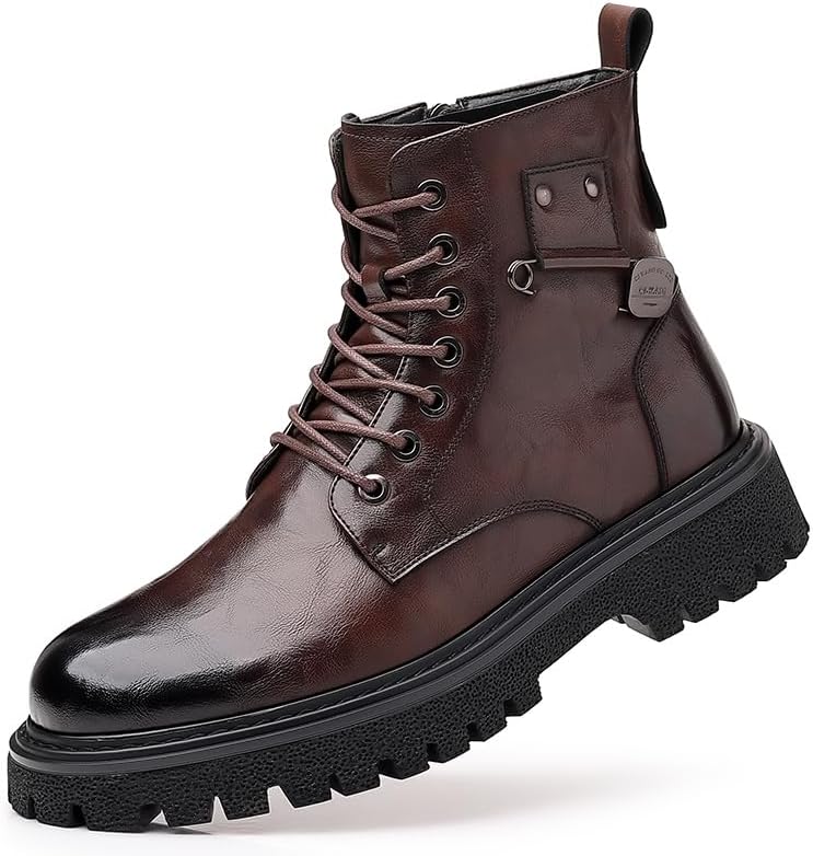

Мужские повседневные высокие хлопковые ботинки TGRNFHKPYY стильные теплые кожаные сапоги, коричневый