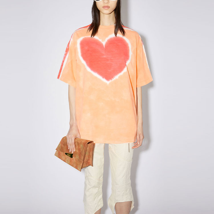 Футболка с удлиненным плечом SS22 женская orange Acne Studios, оранжевый — фото 4