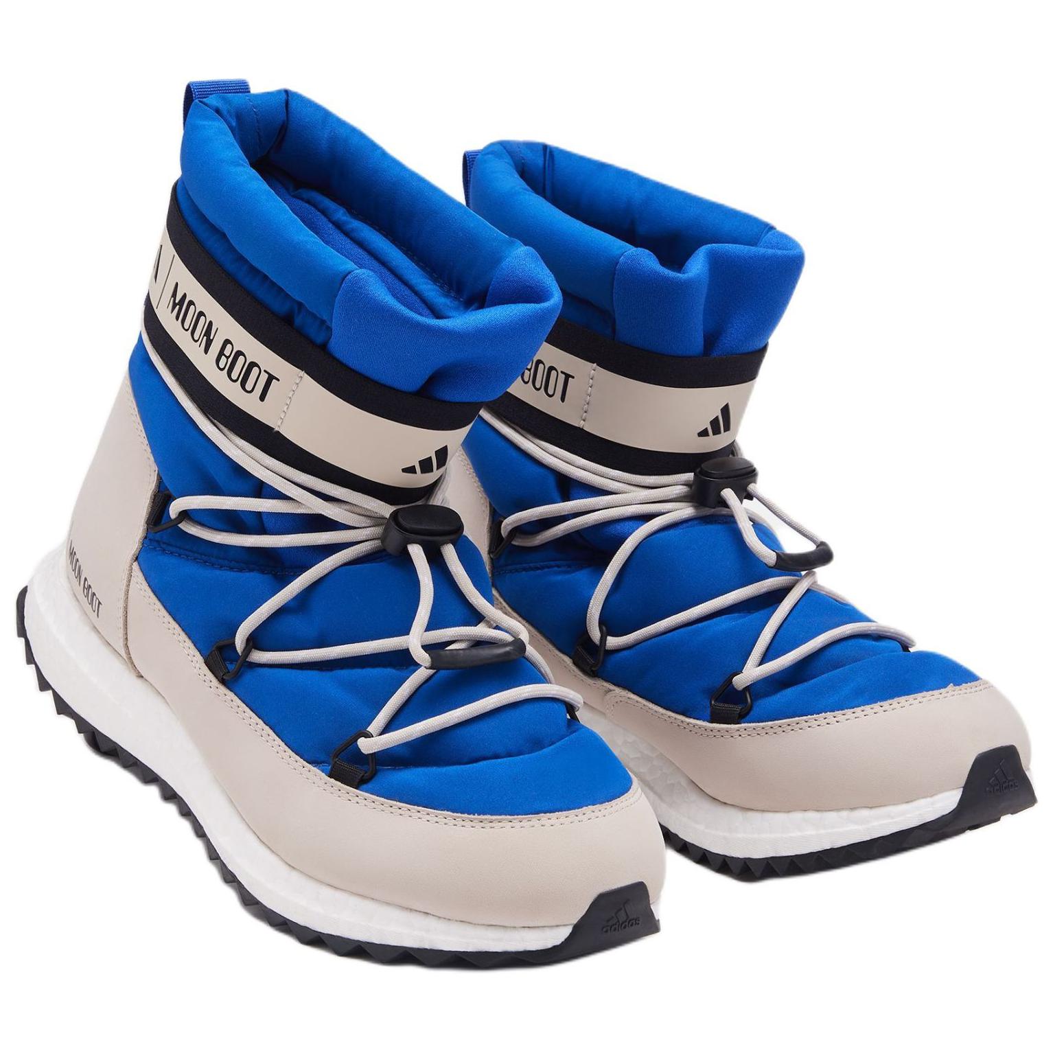 Зимние ботинки женские Adidas x Moon Boot со шнуровкой, сине-бежевый — фото 3