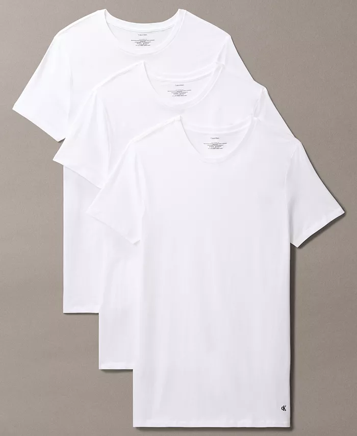 

Мужские классические футболки с круглым вырезом, 3 штуки, хлопок Calvin Klein, белый