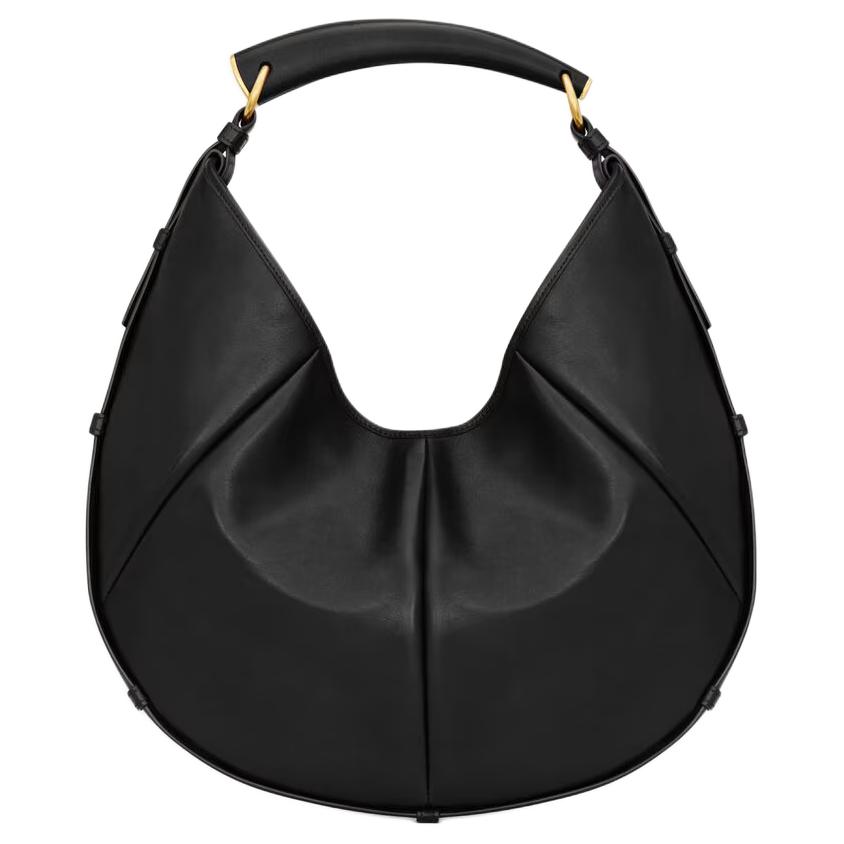 

SAINT LAURENT Сумка-хобо из телячьей кожи среднего размера для женщин, черная