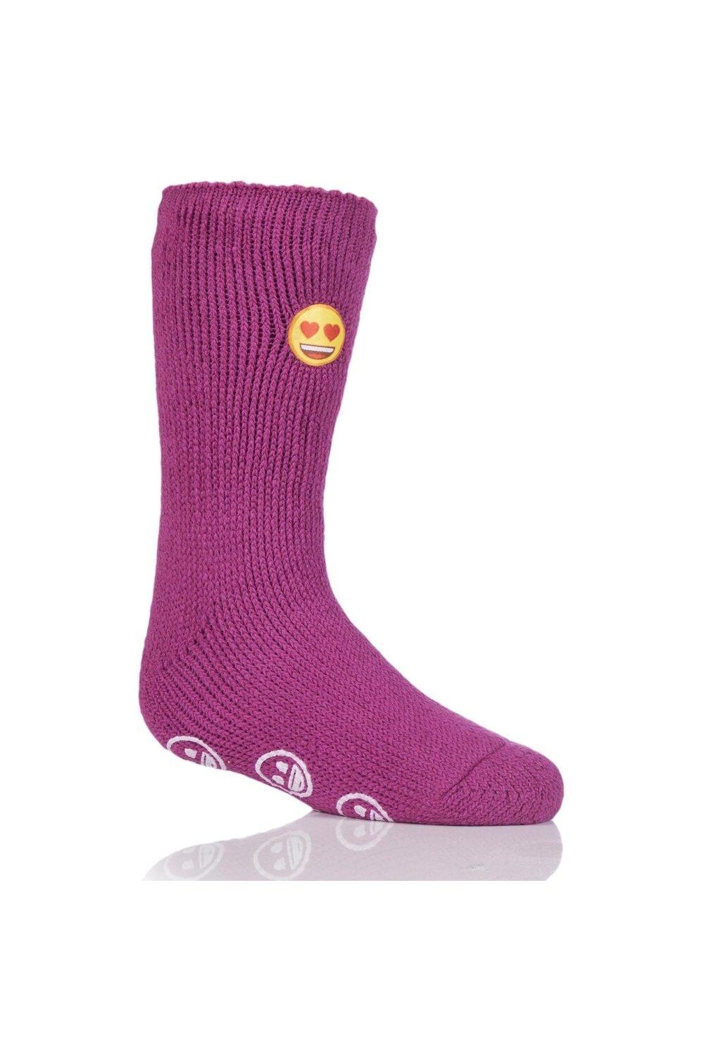 

1 пара носков-тапочек с сердечками и смайликами SOCKSHOP Heat Holders, розовый