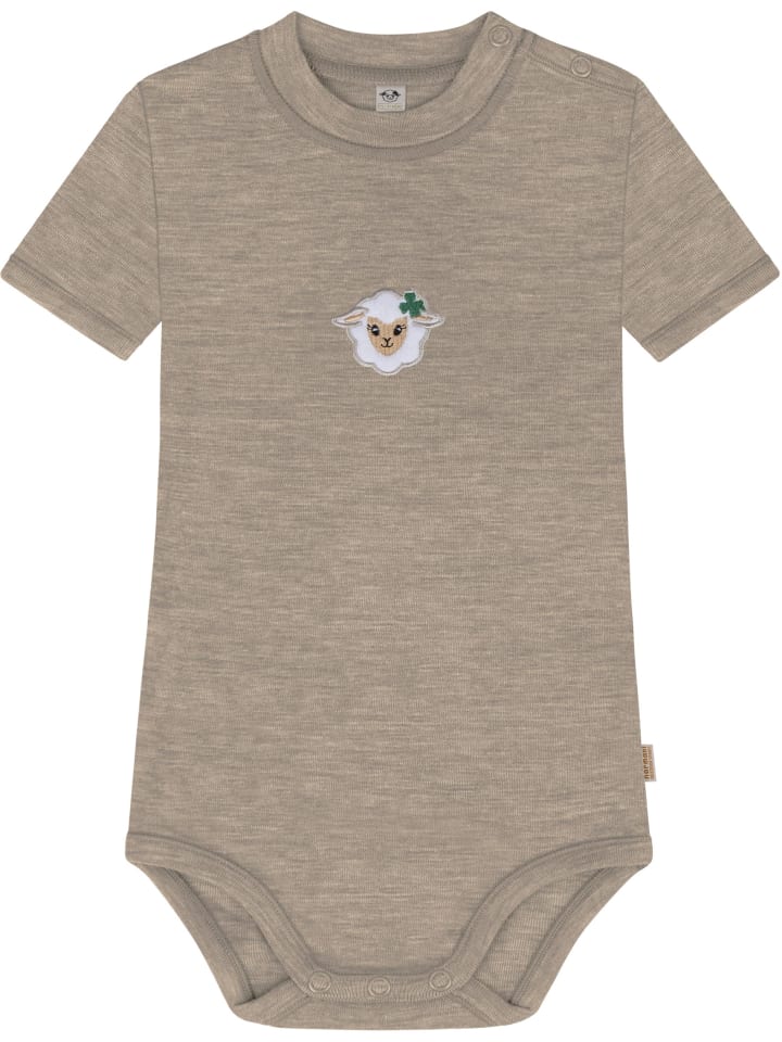 

Normani Outdoor Sports Детский боди с короткими рукавами из 100% органической мериносовой шерсти с застежками-кнопками, бежевого цвета