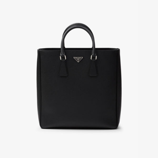 

Сумка-Тоут из кожи с фирменной табличкой Prada, черный